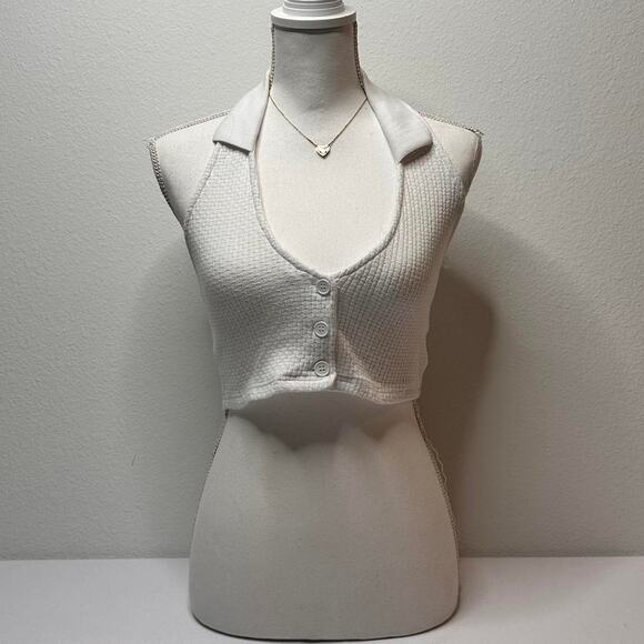 Princess Polly Size Small White Haltered Backless Cute Sumemr 97% Cotton - Picture 1 of 6